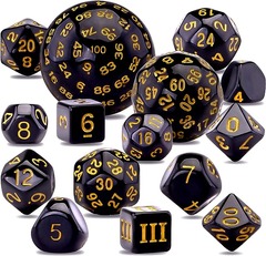 15 Pieces Complete Polyhedral D3-D100 (Black& Yellow)